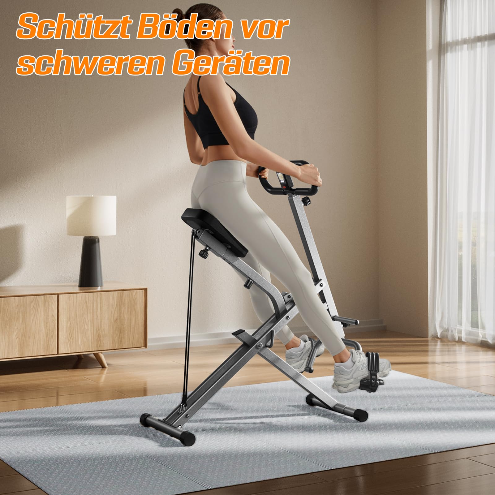 Bodenschutzmatte Fitnessgerät, Faltbare Laufband Matte 150×61 cm, 8 mm TPE Trainingsmatte rutschfest, Geruchsneutral Stoßdämpfend Wasserfest Sport Matte für Laufbänd, Ellipsentrainer (150×61×0.8cm)