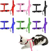 Rocutus 6 Pack Adjustable Cat Harness Leash Set - Bunny Rabbit Puppy Kitten Ferret Small Pet Walking Safety Harness 6 Colors