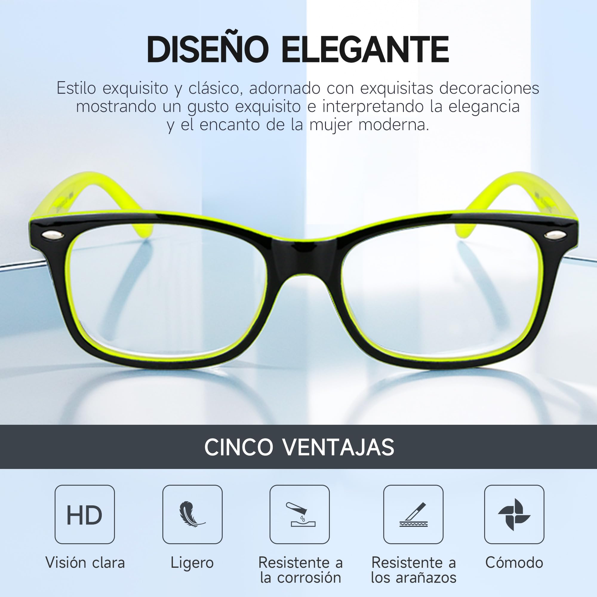 NEW VISION Gafas Presbicia Hombre, Estilo CláSico, Marcos Ligeros, ProteccióN UV400 Gafas De Lectura, Gafas Para Ordenador Hombre Mujer NV056(+2.50,Amarillo)