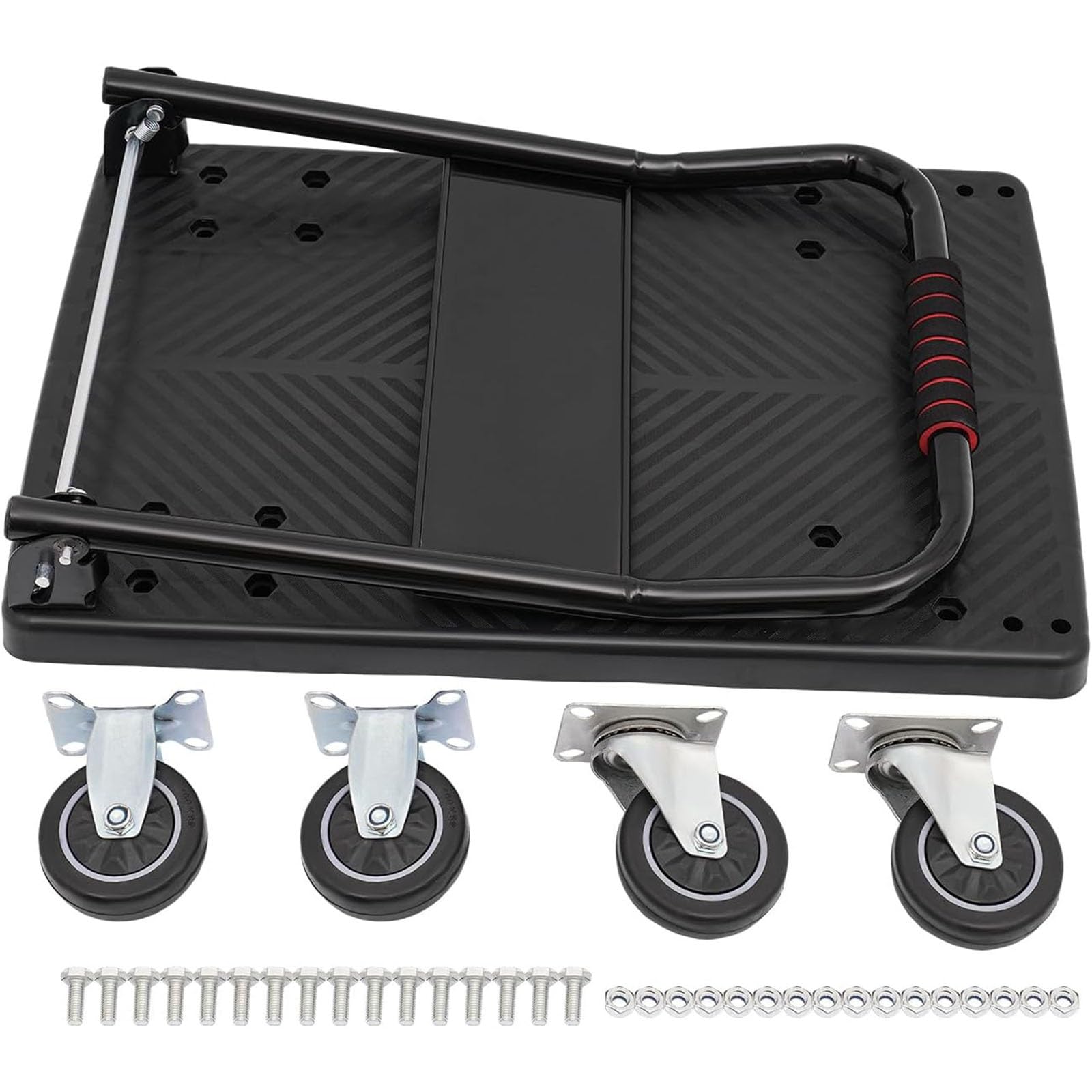 Carrello da Trasporto Carrello con Piattaforma Carrello Piano Pieghevole con Una Mano con Ruote Silenziose Portata 150 kg Ausilio for Il Trasporto con Ruote E Funzione Antiscivolo Pieghevole