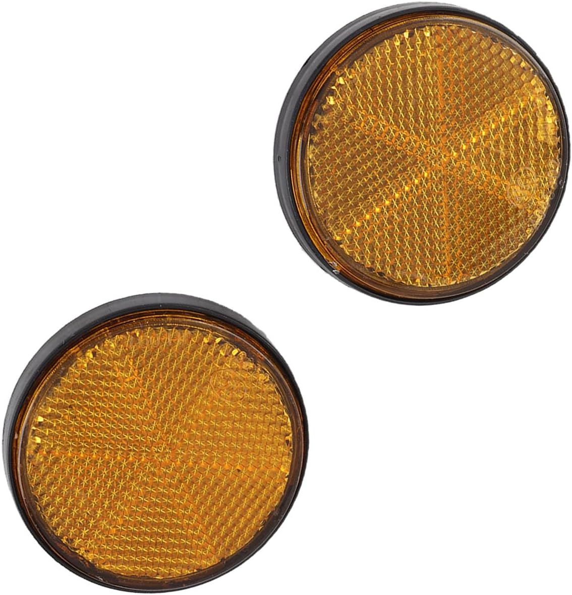 2 Pcs Round Reflector Universal Motorcycle Bike Yellow Reflector