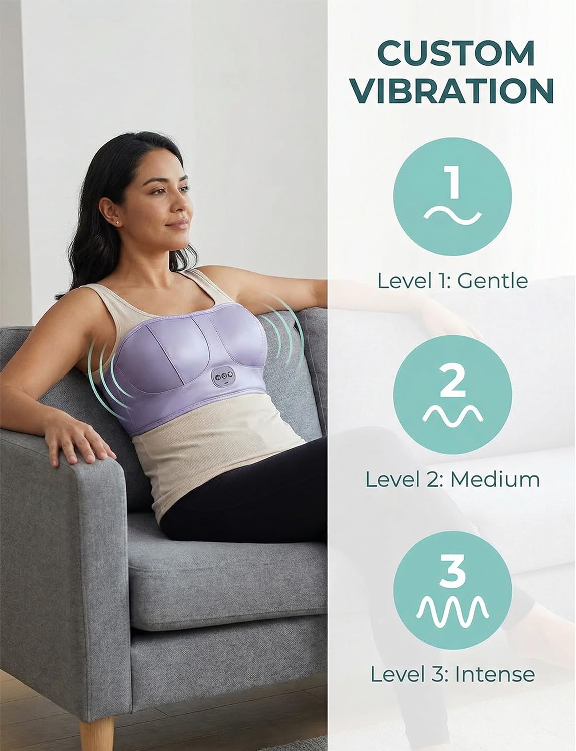 Sujetador De Masaje para El Pecho, Dispositivo EléCtrico De VibracióN, Mejora Y Cuidado Mamario para Mujeres