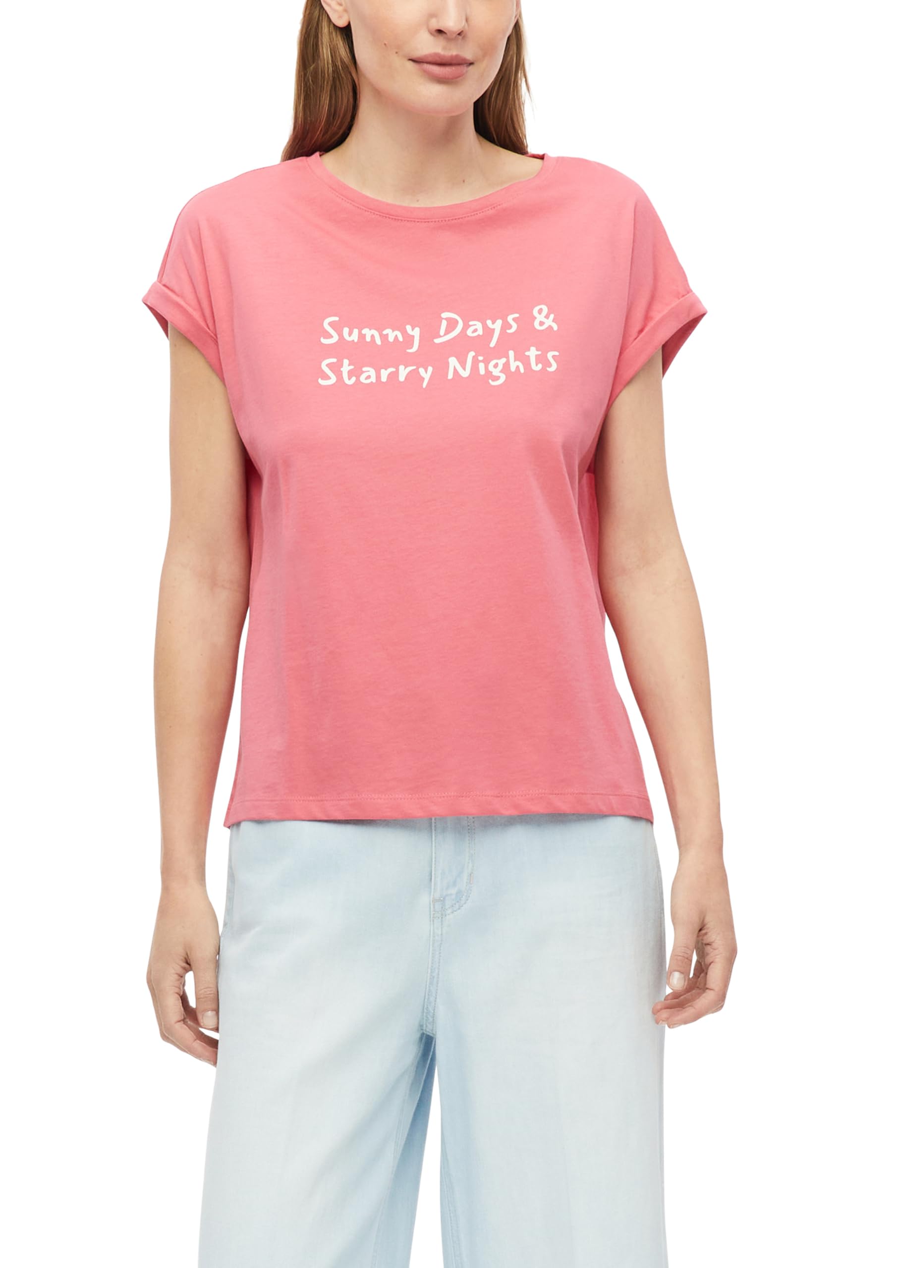 s.Oliver Women's 2178612 T-Shirt with Front Print (Pack of 1), Pink, 20