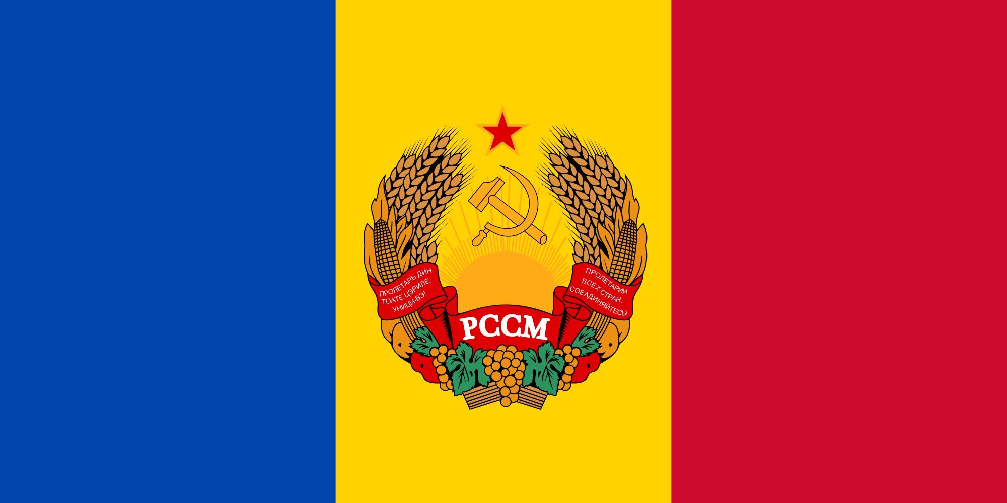 Drapeau grand format RSS de Moldavie finition historique