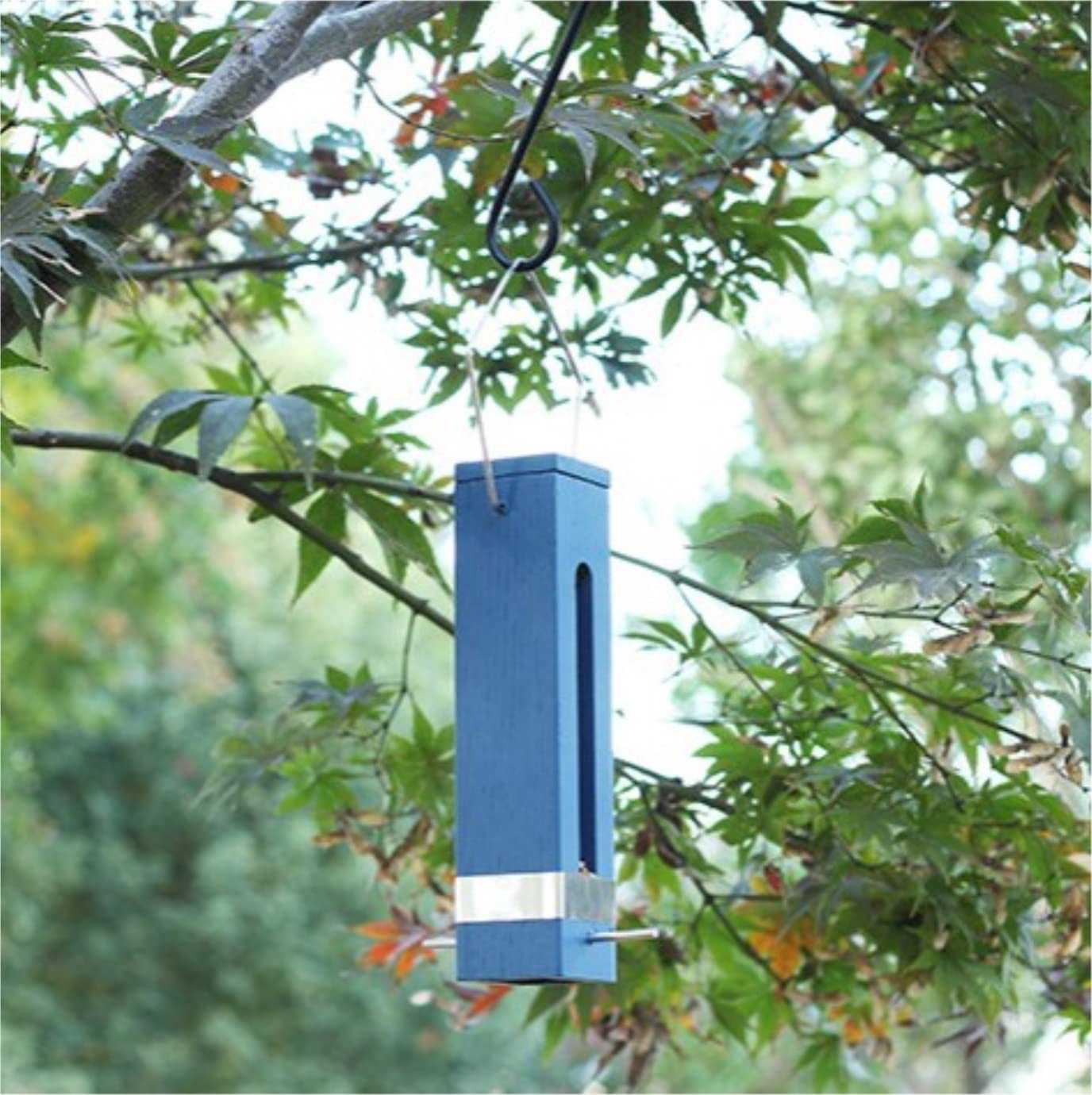Karmnik dla Dzikich Ptaków Bird Feeder Zewnętrzny Drewniany Karmnik Dla Ptaków Ogród Dziedziniec Dekoracyjne Ozdoby Stacja Karmienia Wróbli(Blue)