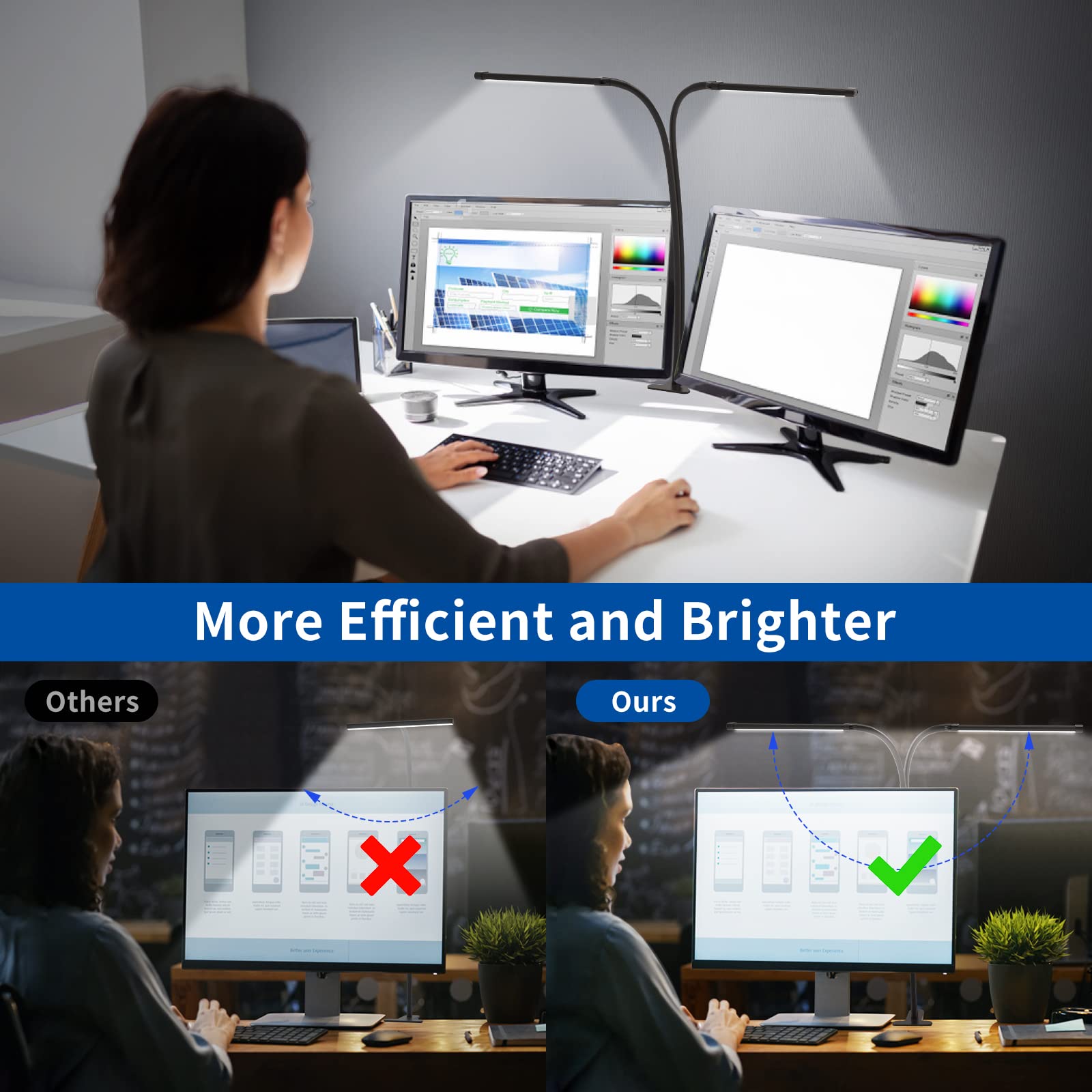 iZELL 154 LED Dimmable Desk Lamp - ã€?3 Colour Temperatures & 10 Brightness Levelsã€‘ 2X 70cm Flexible Gooseneck with USB Charger, Easy Clip on Reading Light, Led Table Lamp, Work Lamp for Home/Office