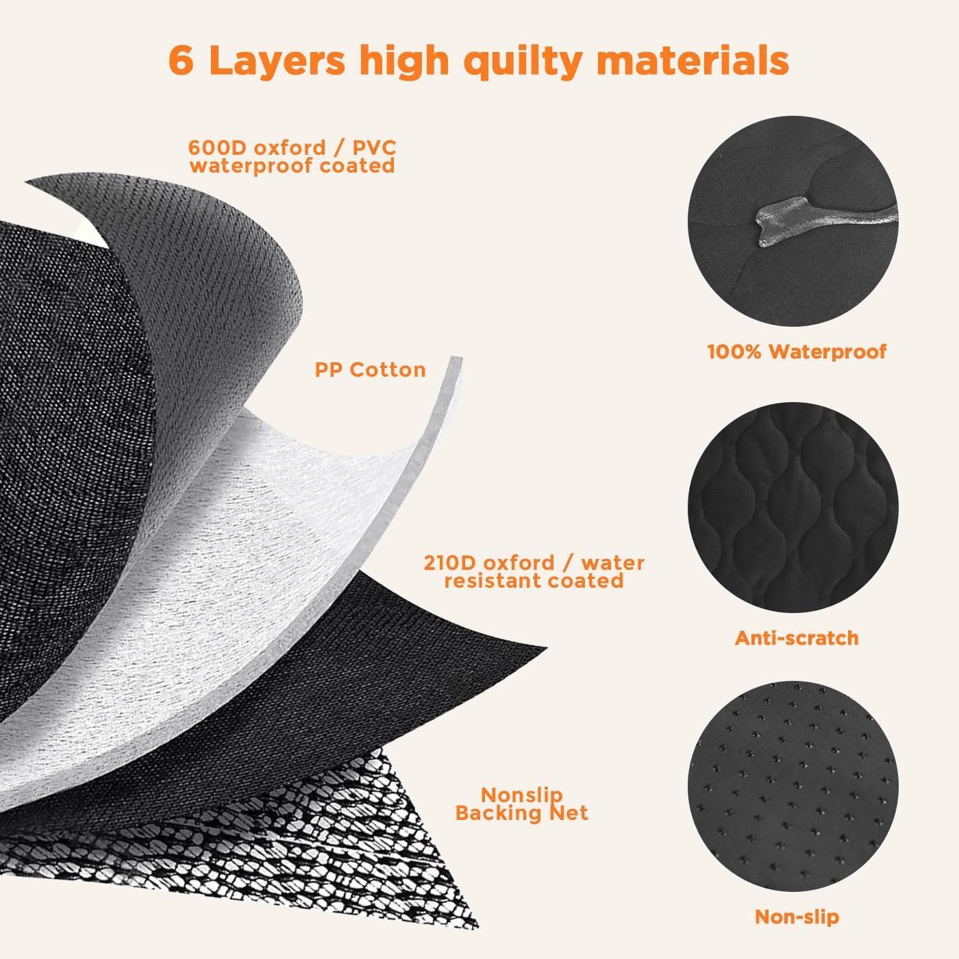 Waterproof Dog Car Seat Cover, Black with Orange... 13 Waterproof Dog Car Seat Cover, Black with Orange...