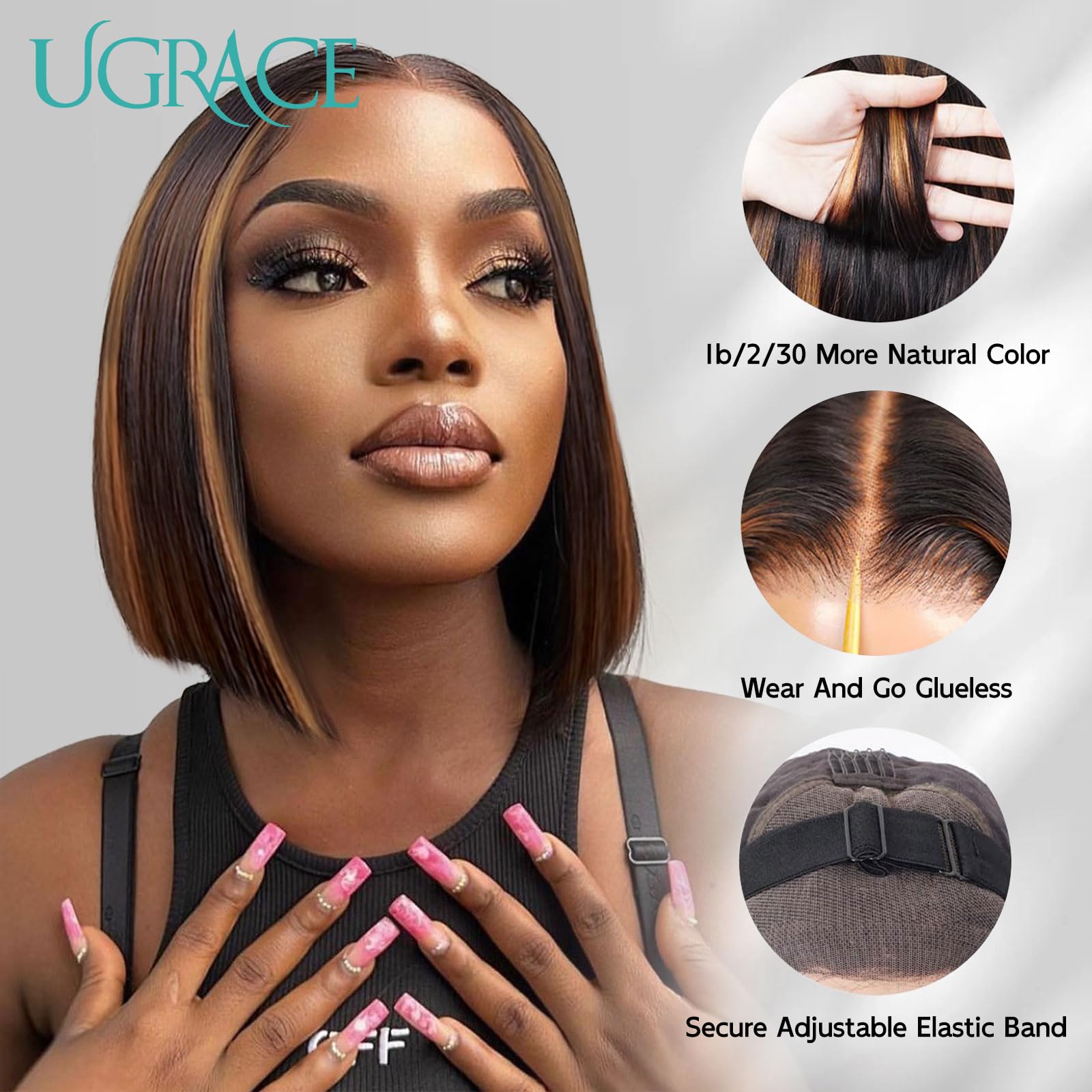 6x5 Lace Front Bob Wig Human Hair Pre-Bleached Knots Glueless Natural Black Straight Human Hair Wigs 5×5 6x6 HD Lace Closure Wig main image 2