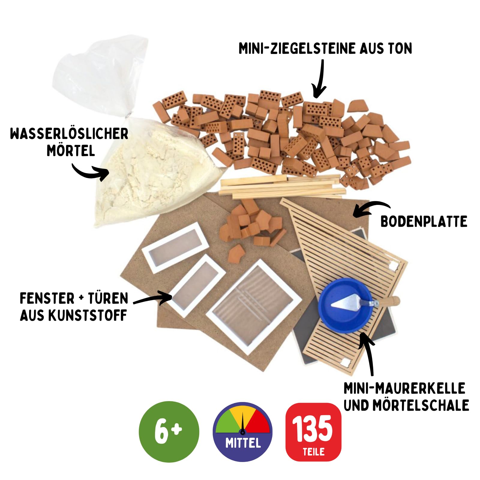 Teifoc 5220 Zestaw do budowy kamienia – domek ogrodowy, 135 elementów, kreatywny zestaw do budowy z naturalnych materiałów, zestaw do samodzielnego montażu, zabawka konstrukcyjna dla dzieci od 6 lat