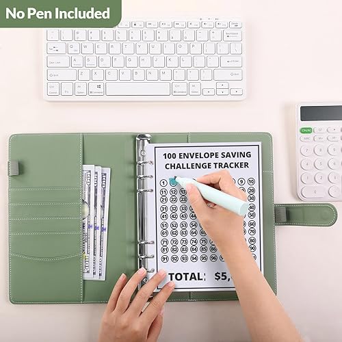 Miniatura 10 de SKYDUE Carpeta de presupuesto de ahorro de dinero A5 de 100 sobres con sobres de efectivo - Libro de desafíos de ahorro para ahorrar $5,050
