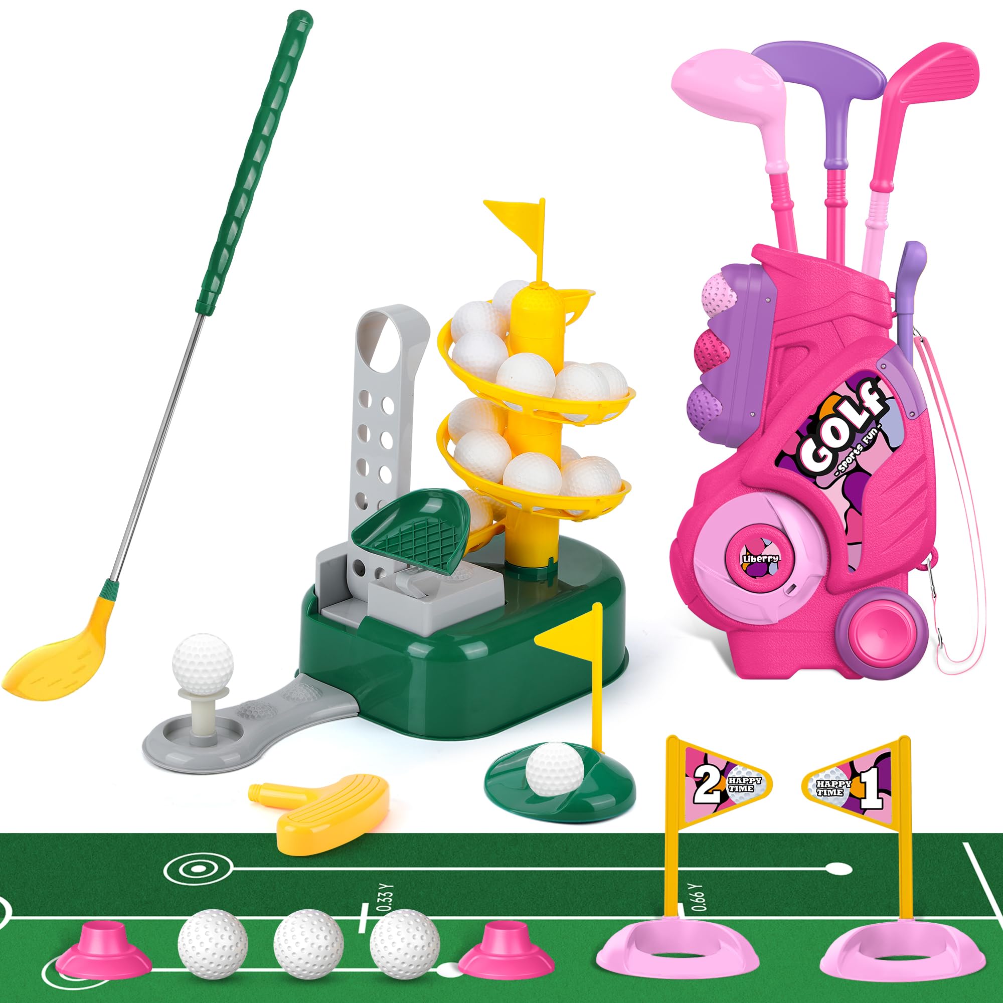 Liberry Toys for 3 4 5 Year Old Boys Girls Christmas Bithday Gift-Kids Golf Club Set Toddler Golf Set with Putting Mat