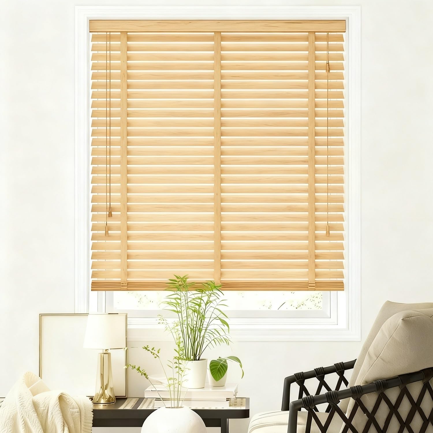 新品未開封　ナチュラルウッド ブラインド 4本セット130×80/155×80 Amazon｜木製ウッドブラインド 50mmスラット ナチュラル イージー