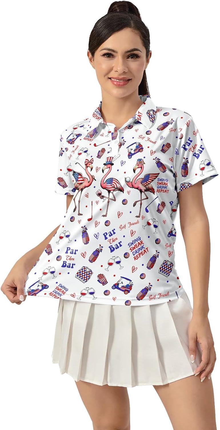 Womens Golf Shirt Short Sleeve Polo Shirts Casual Workout Tops Tennis Shirts Collar Pickleball Shirts Golf Outfits
