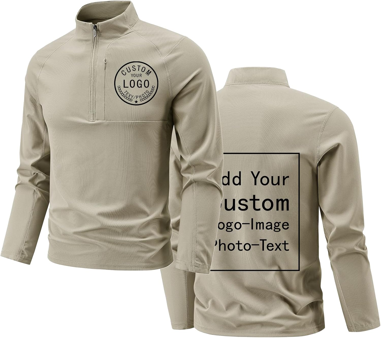 Custom Men's Quarter Zip Shirt Personalized Long Sleeve Active Wear Shirt for Golf Running Hiking