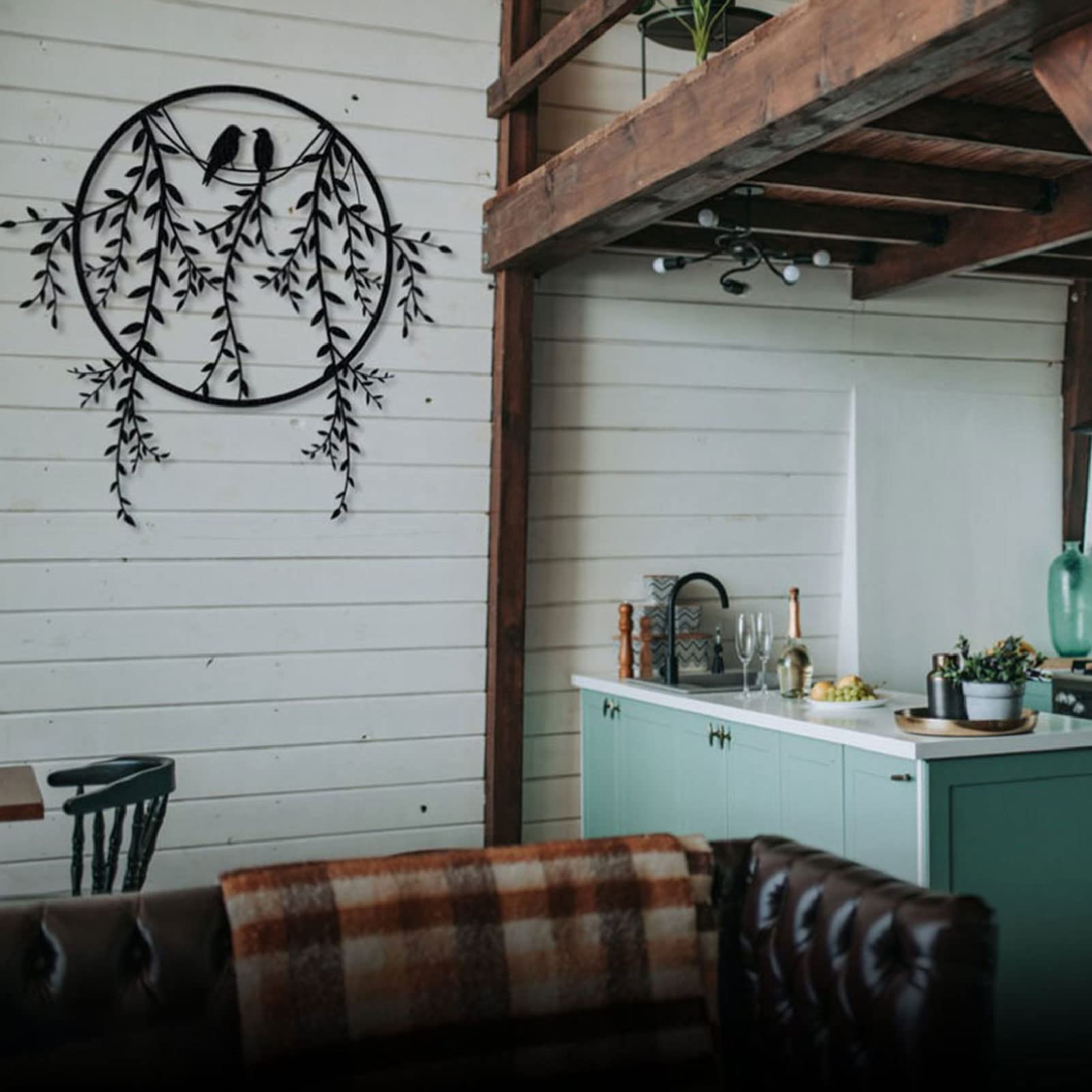 Wysokiej Jakości Miłość Ptaki Metalowa Sztuka Wall, Ptaki na gałęzi Metal Wall Decor, Okrągła Czarna Dekoracja, Wiszące Do Kryty Ogrodowy Ogród Home