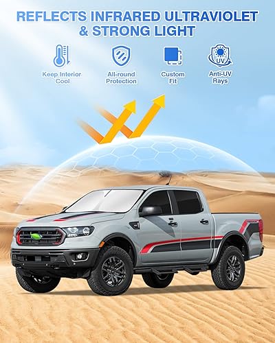 Miniatura 2 de Canvcle Parasoles para parabrisas Ford Ranger 2019-2023 de 4 puertas, para ventanas laterales y traseras, visera solar, cubierta de privacidad que