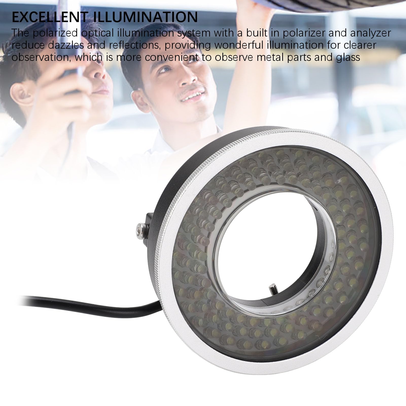 Luce per Microscopio Polarizzata, Illuminatore LED per Microscopio con Luce Regolabile a 96 LED Luminosi USB con Apertura Ruotabile, Lampada per Microscopio per L'industria