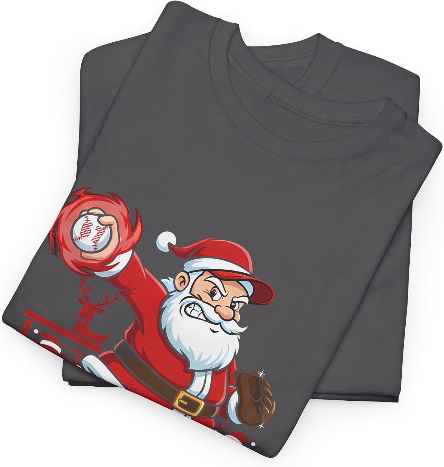 North Pole Fastball Service 6 7 Meme Funny Christmas Baseball Santa Claus Pitcher Charcoal