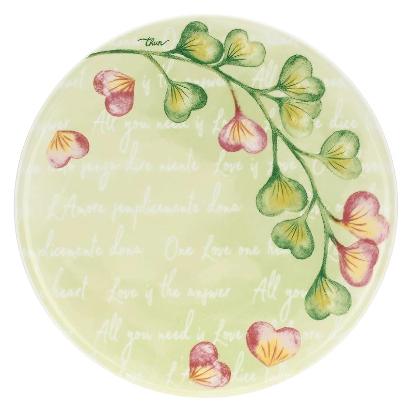 THUN - Piatto tavola grande - porcelllana - Collezione Cuori in Fiore - 32 cm