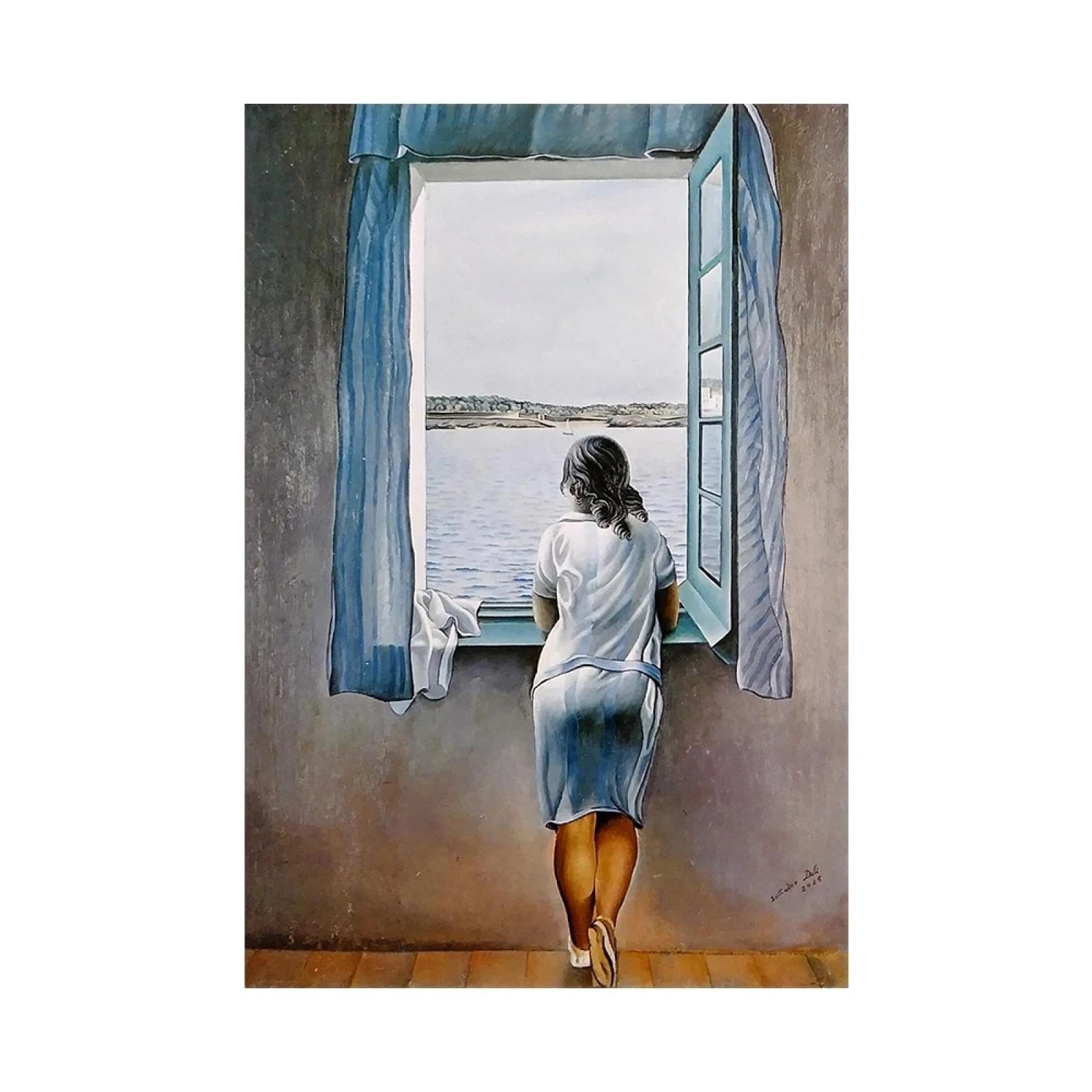 Tableau Toile "Fille à La Fenêtre" Salvador Dali – Impression Haute Définition – 20x30 Cm (Sans Cadre)