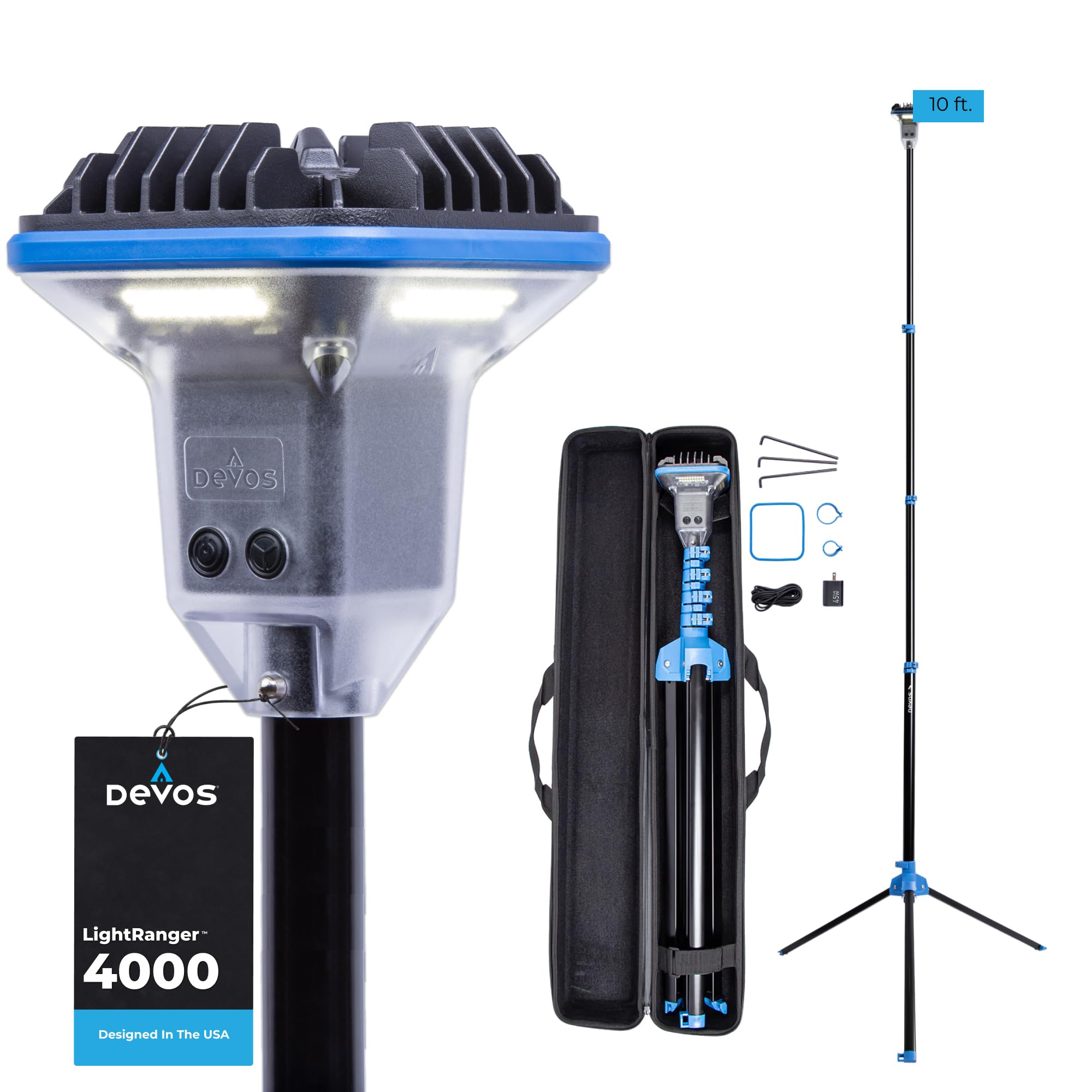 Devos LightRanger 4000 Commercial Grade Portable Work Light 4000 Lumen Rechargeable LED T…