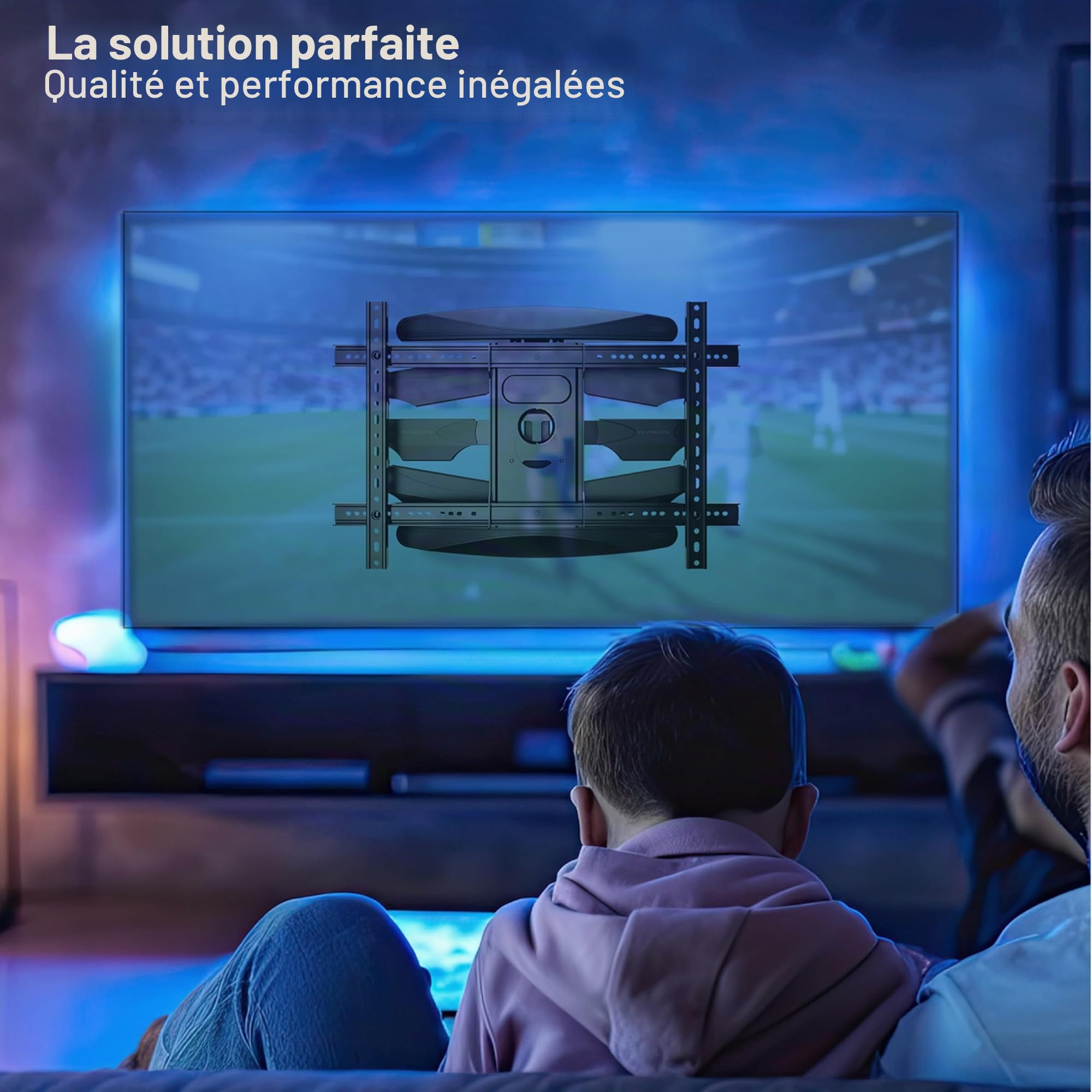 Invision Support TV Mural Bras Double pour 37 à 75 Pouces Écrans, Ultra Forte Inclinable Orientable et Étendre avec Niveau à Bulle, VESA 200x200mm à 600mm(l) x 400mm(h), Jusqu'à 50kg (DXL-IA)