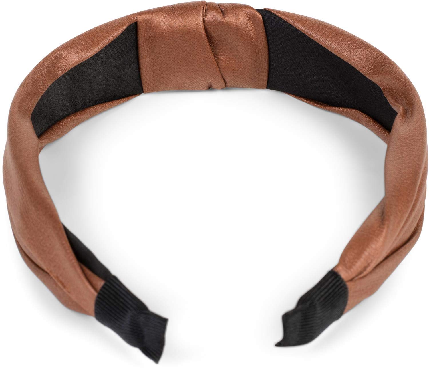 styleBREAKER women hairband iwith knot in faux leather look, retro style hairband, headband 04026046, color:Cognac - Image 4
