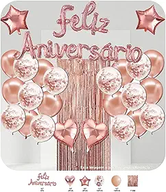 Balões Kit Festa Rose Gold Metal Decoração De Festa Romântica com Balão Metalizado Balões de Aniversário e Arco Para Decoração de Festa (26PCS)