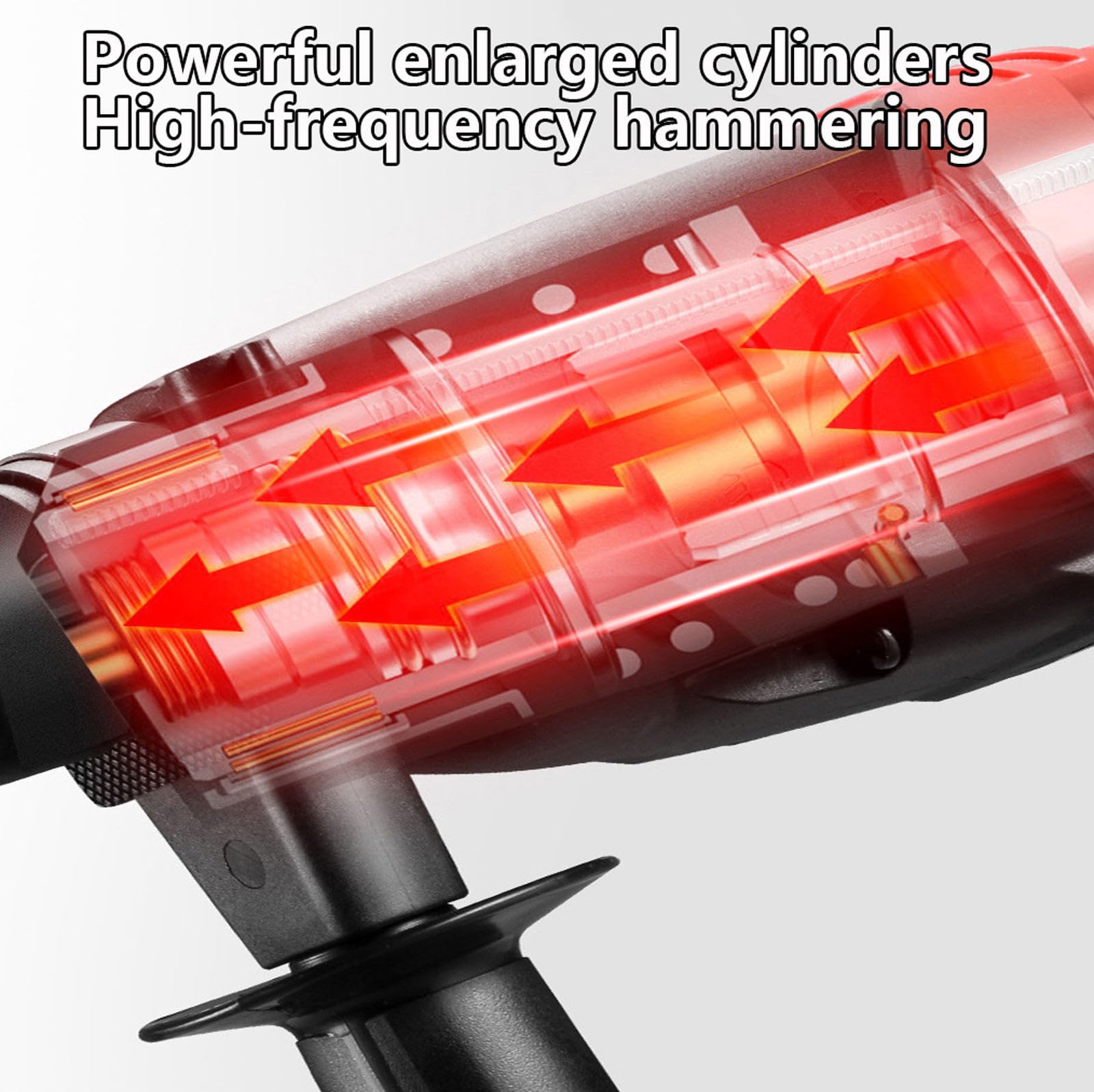 Taladro Percutor De 220V, Taladro De Impacto Eléctrico De 800W, Velocidad Variable De 1200RPM, Taladro con Cable con Mango Giratorio De 360°, Mandril De Medición De Profundidad