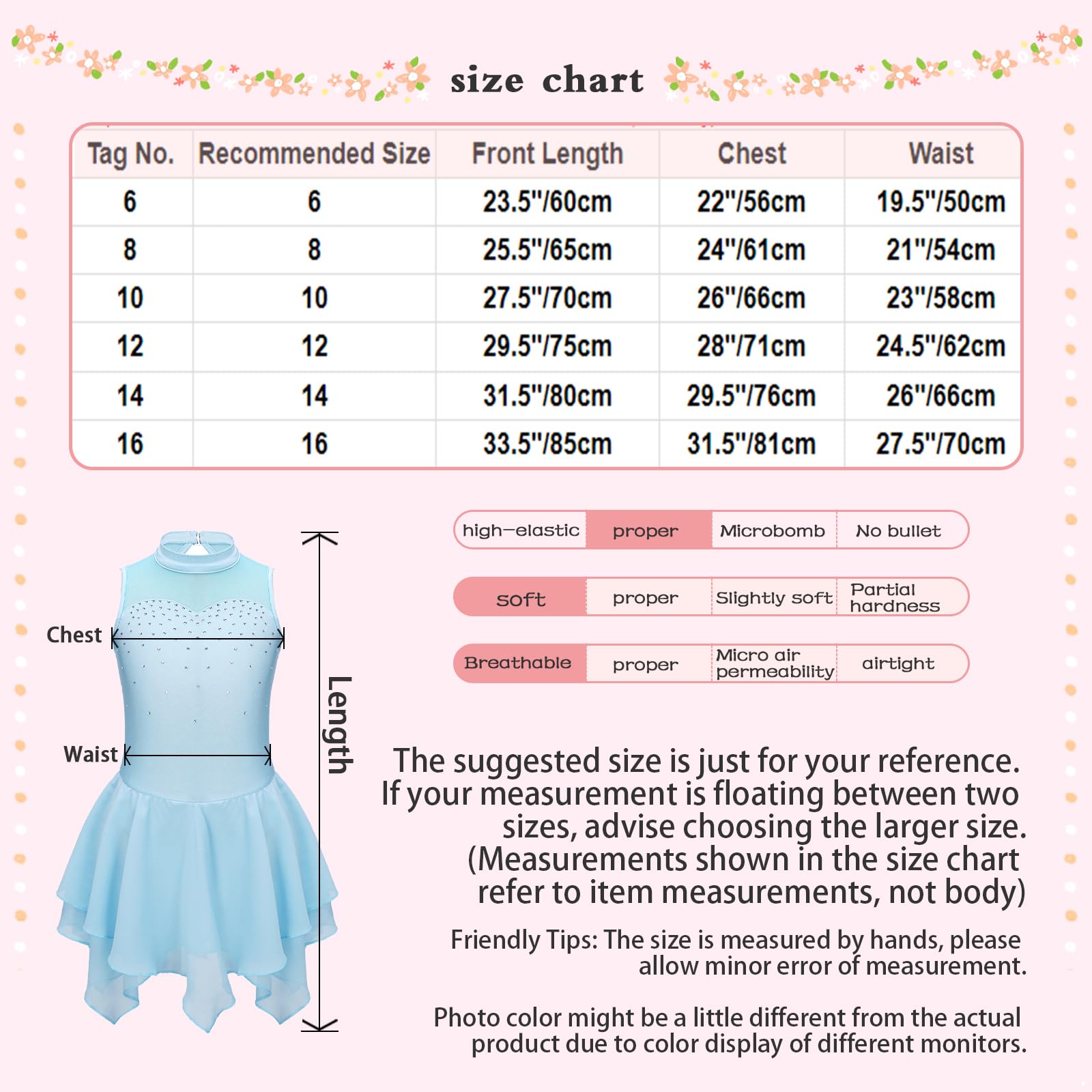 Robe de Patinage Artistique Strass Justaucorps Gymnastique Danse Leotard Ballet Costume Fille 4-16 Ans