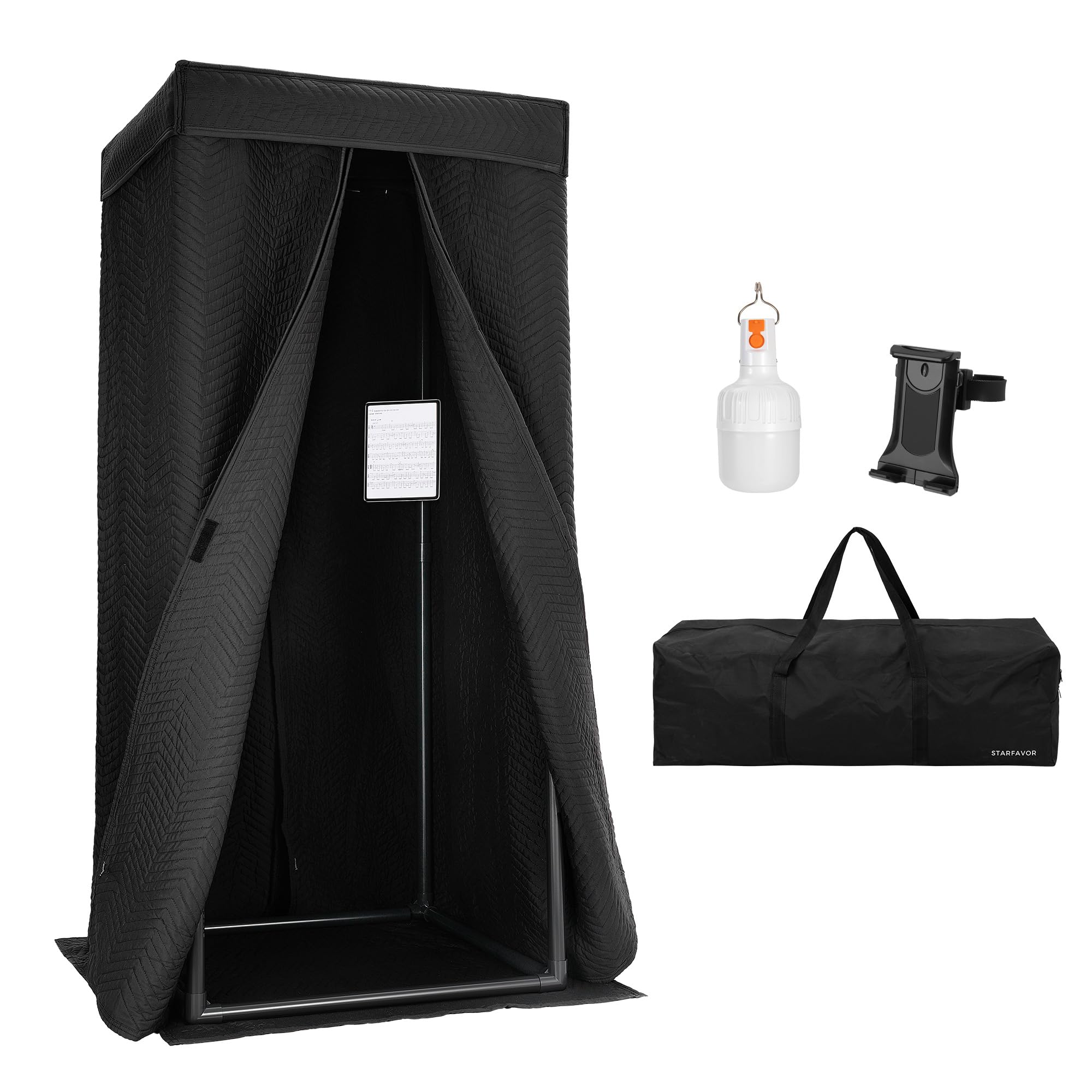 Starfavor Portable Vocal Booth for Recording Echo-Free Vocals, Double-layer 360 Reverb Stand-In Isolation Shield, Pro-Sound Blankets, Studio with Travel Bag