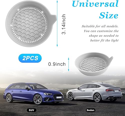 Miniatura 2 de Ziciner 2 portavasos para automóvil, 3.15 pulgadas, de silicona, antideslizante, con inserción automática, tapete de cristal con diamantes de