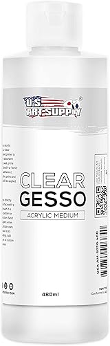 U.S. Art Supply Imprimación de gesso transparente (16 onzas) para pintura al óleo y acrílica, mejora la mezcla y la preparación de pintura de