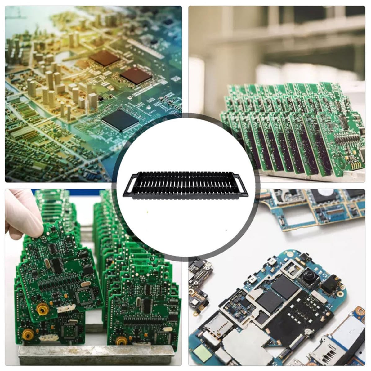VOSAREA Porta Schede PCB Antistatico 4Pezzi 25 Slot in Plastica Nero per Riparatori e Elettronici in Laboratori Tecnici