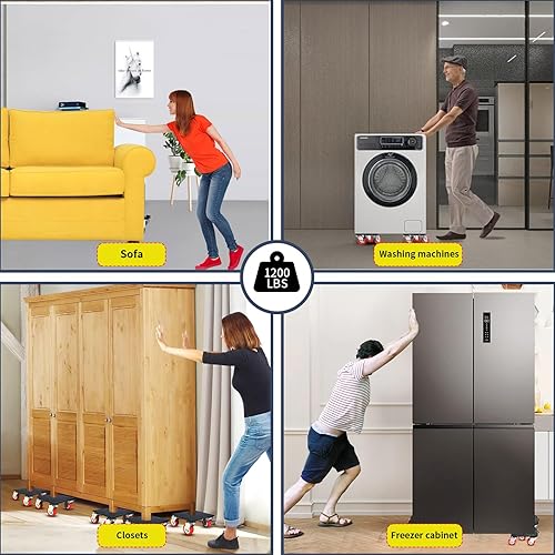 Miniatura 7 de Movers de muebles resistentes con ruedas, 5 ruedas para muebles, movedores de muebles, deslizadores de muebles con clasificación de 360, capacidad