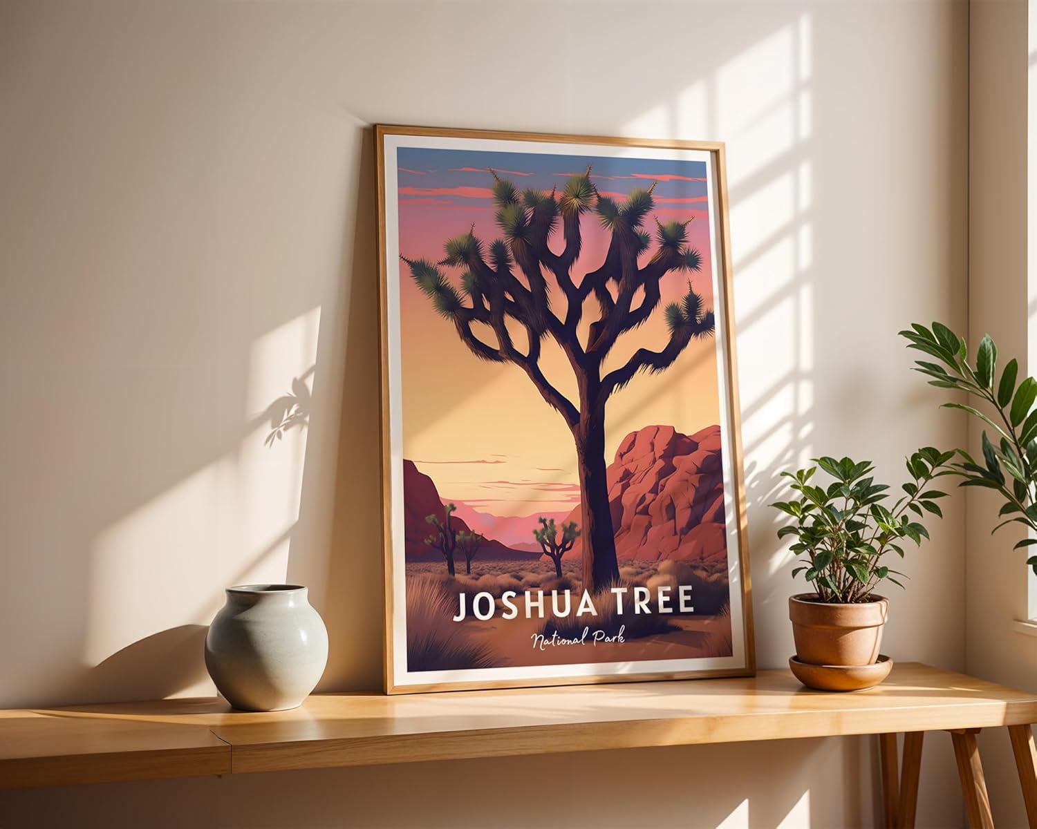 GroovyGrove Joshua Tree National Park Poster, Nature Landscape Wall Art Print, Scenic Travel Decor for Home, Office, Bedroom, Living Room, Adventure & Hiking Gift for Outdoor Lovers (Unframed)