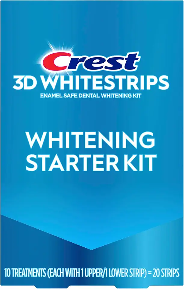 Crest 3D Whitestrips Whitening Starter Kit – Teeth Whitening Kit, 10 Treatments, Each with 1 Upper/1Lower, 20 Strips – Crest 3DWhite Teeth Whitening Strips