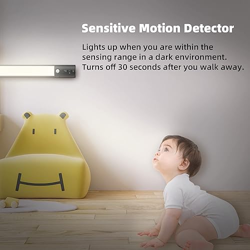 Miniatura 3 de Aipolloo Paquete de 2 luces LED con sensor de movimiento para debajo del gabinete, 4200 mAh recargables debajo del mostrador, 100 luces LED