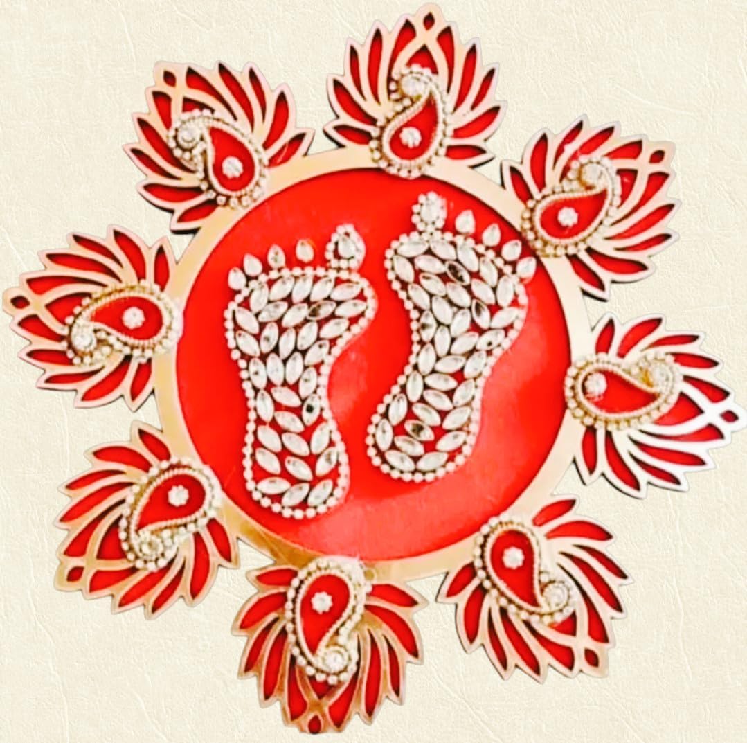 Elegant Handmade Rangoli Tealight Set Traditional Festival Floor Decoration Reusable Decorative Design for Diwali Pooja Home Entrance Celebration Decor (Rang190)-image-22