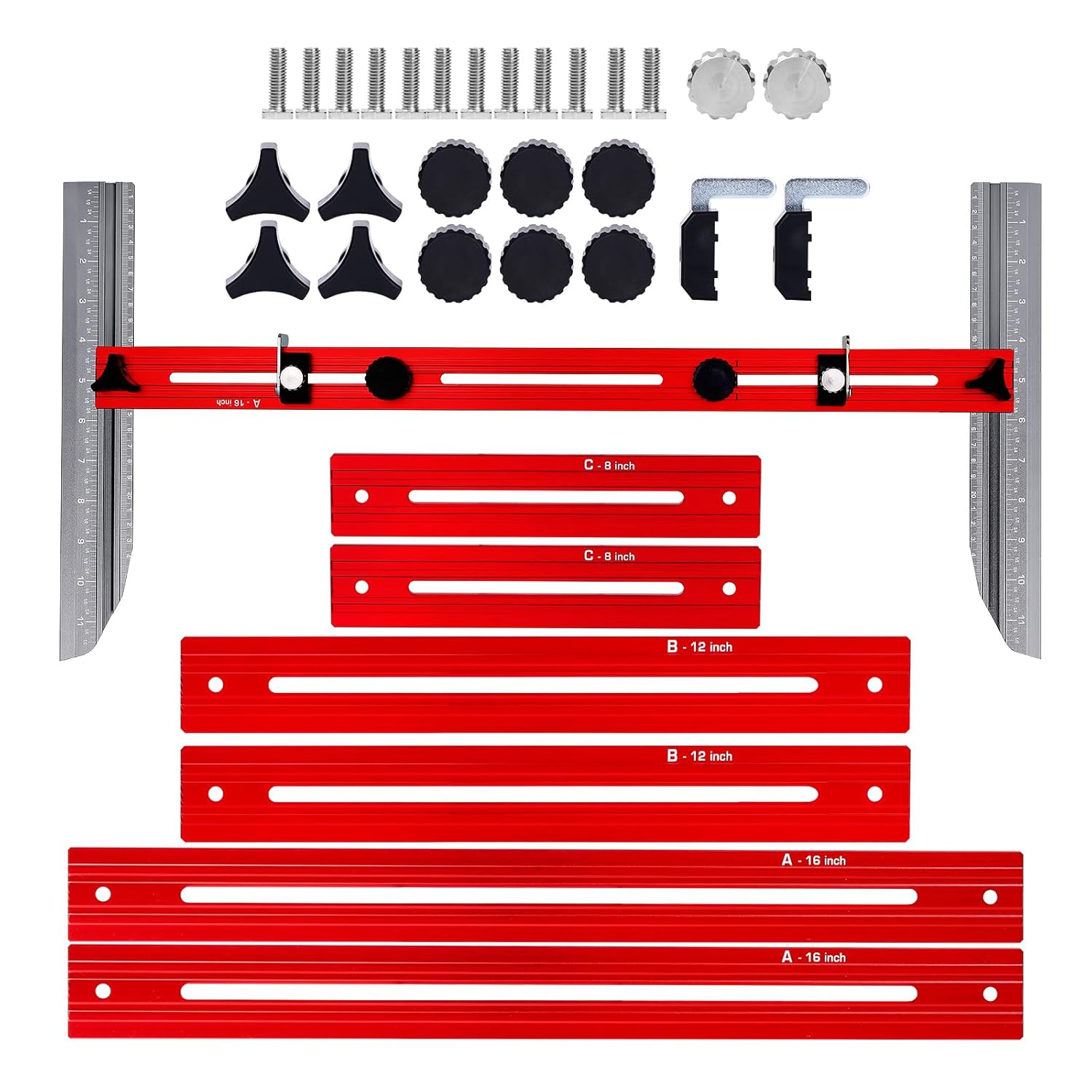 Stair Tread Template Tool - Upgrade Stair Tread Tool Jig, Shelf Layout Tool & Stair Tread Template Tool Jig, Stair Measuring Tool Jig,Stair Scribe Tool for Stair Measurement Tool (Red)