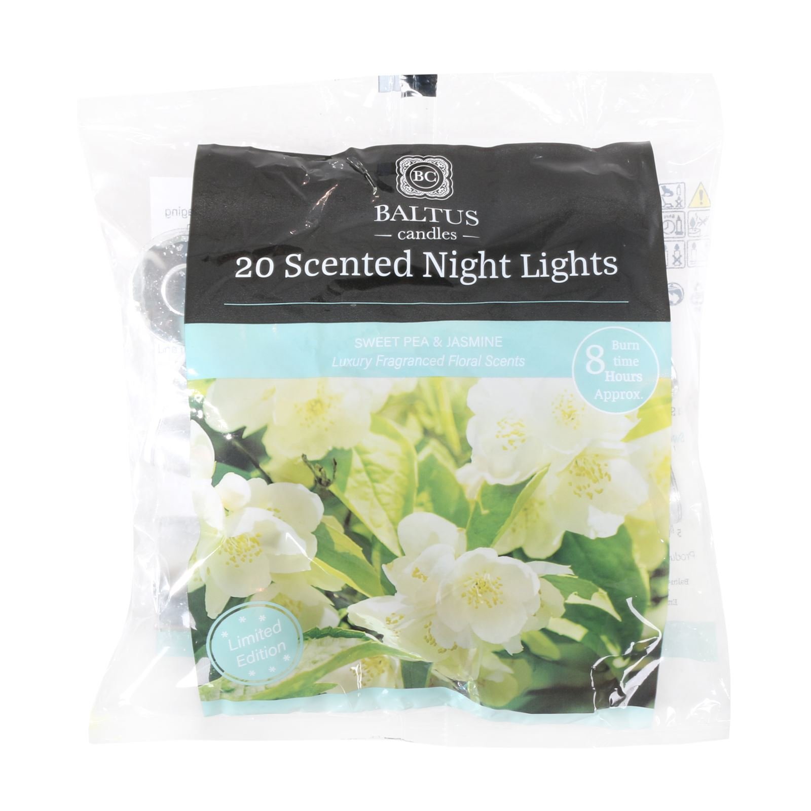 Candles Pack of 20 Tealight Night Light Candles with Sweet Pea & Jasmine Fragrance Limited Edition