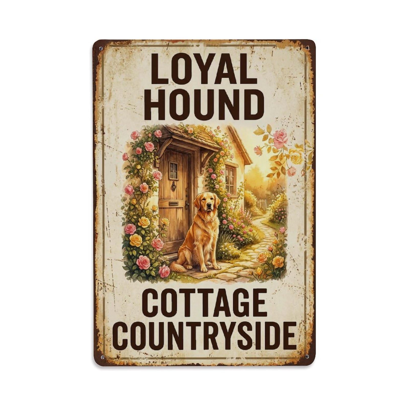 Loyal Hound Cottage Countryside Companion Metal Tin Sign