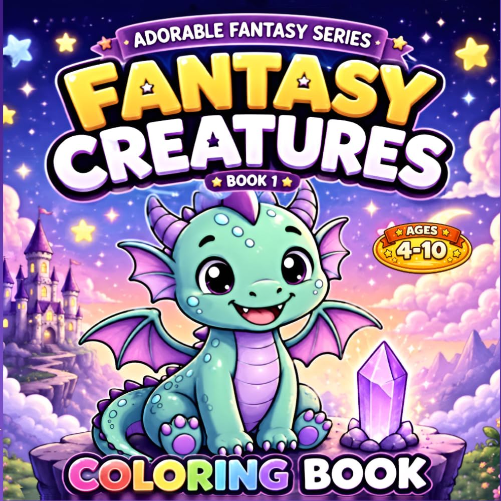Fantasy Creatures Coloring Book: Fun & Magical Fantasy Coloring Book for Kids Ages 4–10 (Adorable Fantasy Series)