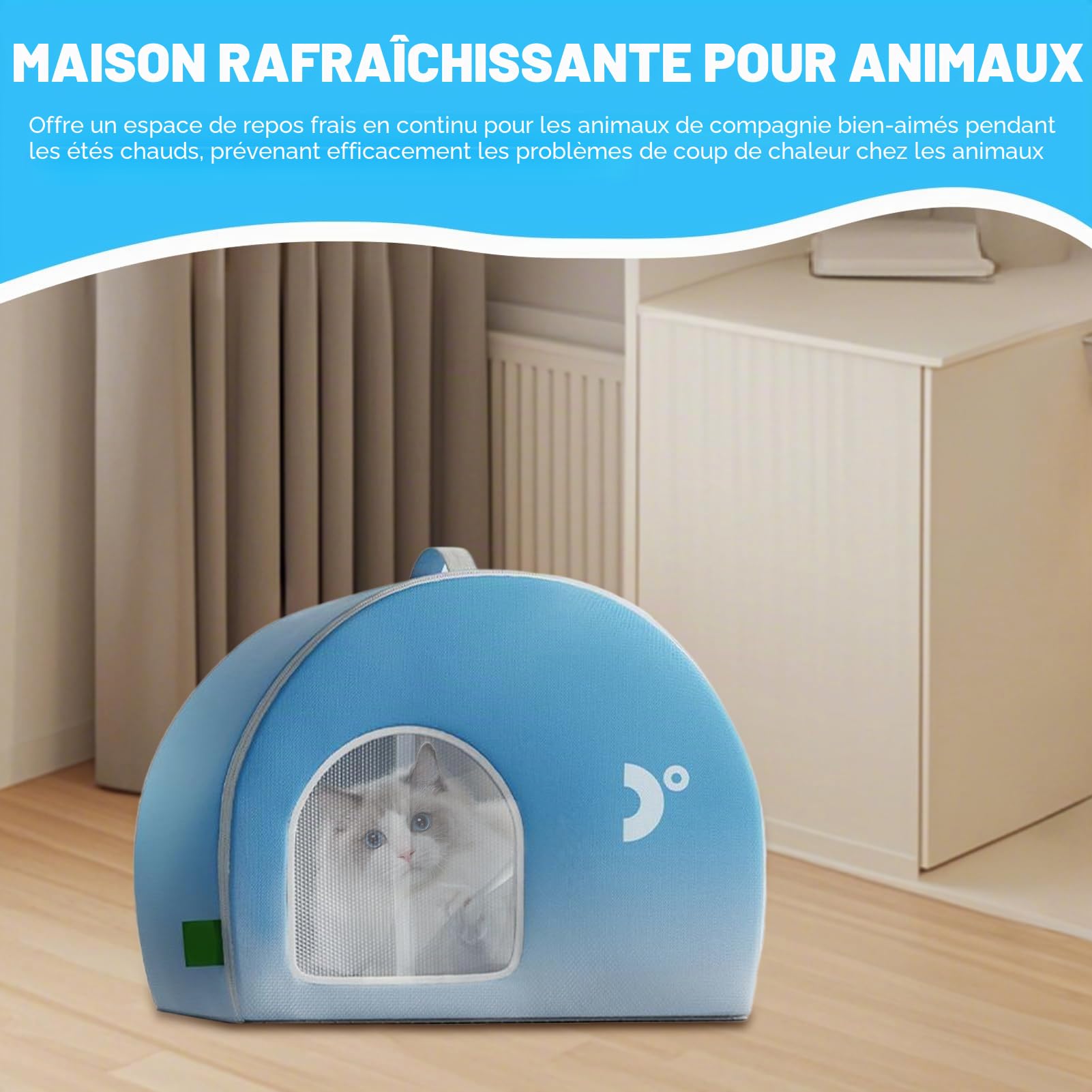 Abri rafraîchissant pour Chien | Maison rafraîchissante Pliable pour Chats et Chiens | Fraîcheur et résistante aux intempéries Grande Maison Intelligente pour Jardin et Salon