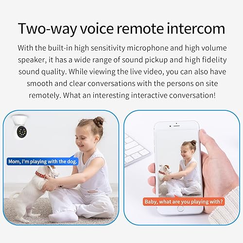 Miniatura 5 de EVERSECU Cámara de seguridad HD 2K 3.0MP WiFi para el hogar, panorámicainclinación, seguimiento automático humanoide, audio de 2 vías, visión