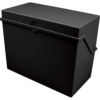 Helit Card File Box A5 Horizontal Black | Small file box for approx. 500 index cards for orderly archiving