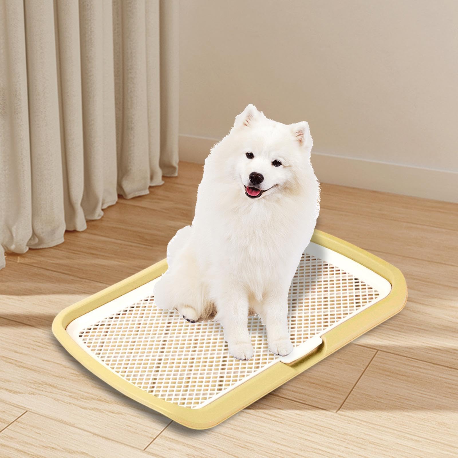 Generic Dog Potty Tray Indoor,Easy to Clean,Sturdy,Reusable Dog Potty Pan Training Toilet,Pee Pad Holder for Dogs Doggy Puppy, Yellow