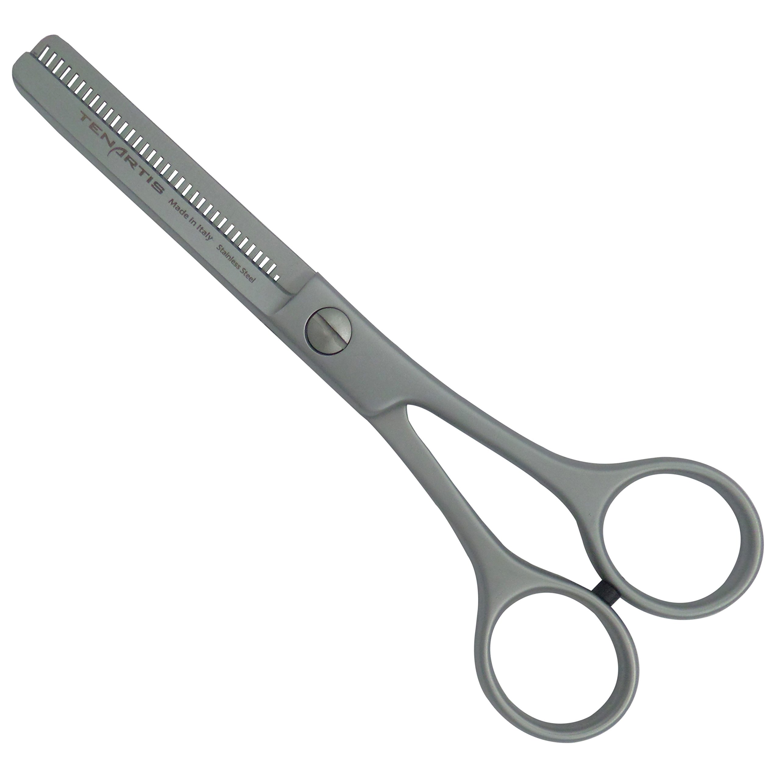 Forbici Professionali per Sfoltire Capelli, in Acciaio Inox con Custodia in PVC - Tenartis Made in Italy