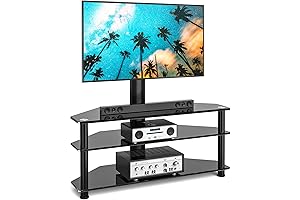 Rfiver 3-Tier Corner TV Stand Swivel TV Entertainment Center with Mount for...