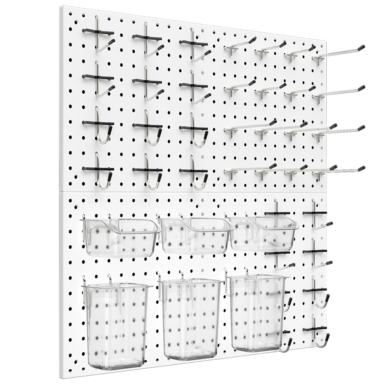 Photo 1 of **FACTORY SEALED**  Daanxw Peg Board Kit, Includes Pegboard and Accessories,with Hooks and Bins,Peg Board Wall Organizer for Office,Ornaments Display,Crafts Organization (66, White)